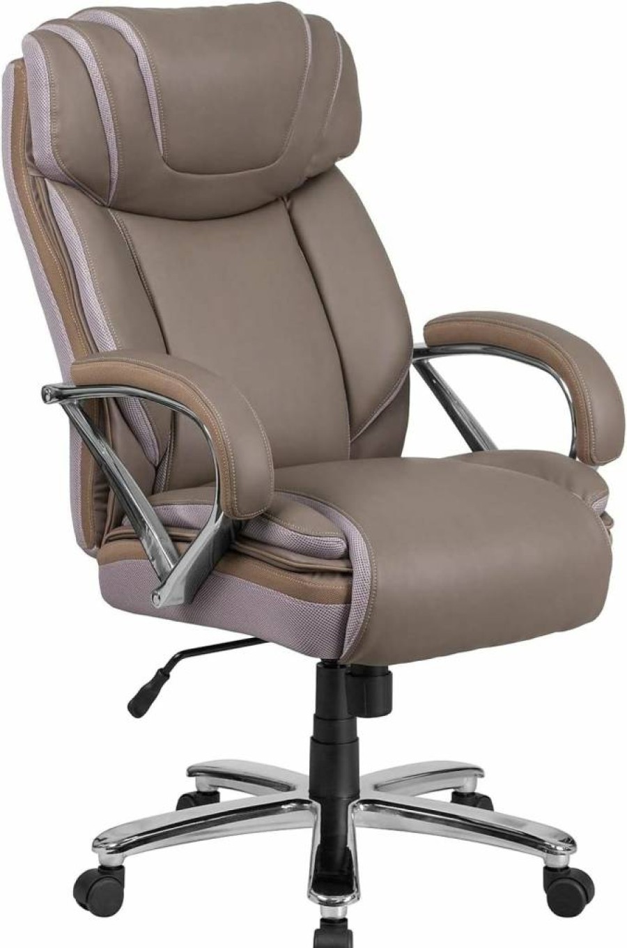 Flash Furniture Hercules Series 500 LB Capacity Executive Office Chair - Extra Wide Ergonomic Swivel Chair with Taupe Leathersoft Upholstery, Big & Tall Design