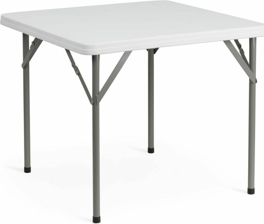 Flash Furniture 2.8ft Square Bi-Fold Folding Table - Brown Wood Grain Finish, Portable with Handle