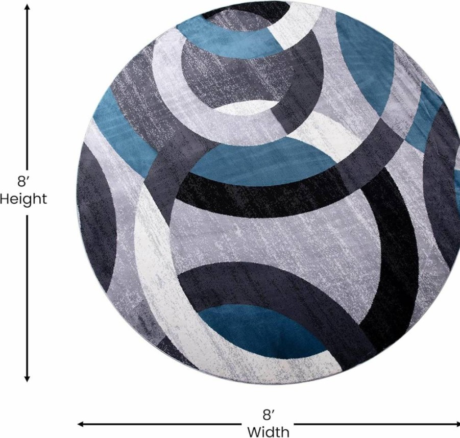 Flash Furniture Harken Collection 2x7 Geometric Black and Gray Olefin Area Rug with Jute Backing for Living Room or Bedroom