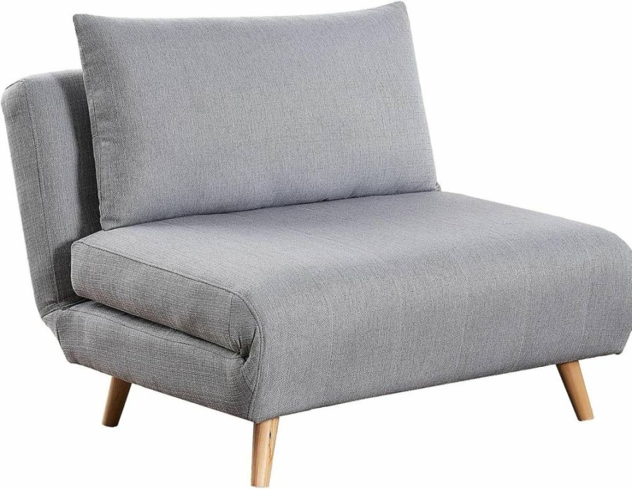 Flash Furniture Tri-Fold Sleeper Chair - Light Gray Convertible 3-in-1 Sofa Bed with Adjustable Backrest, Hideaway Legs & Pillow for Space-Saving Comfort