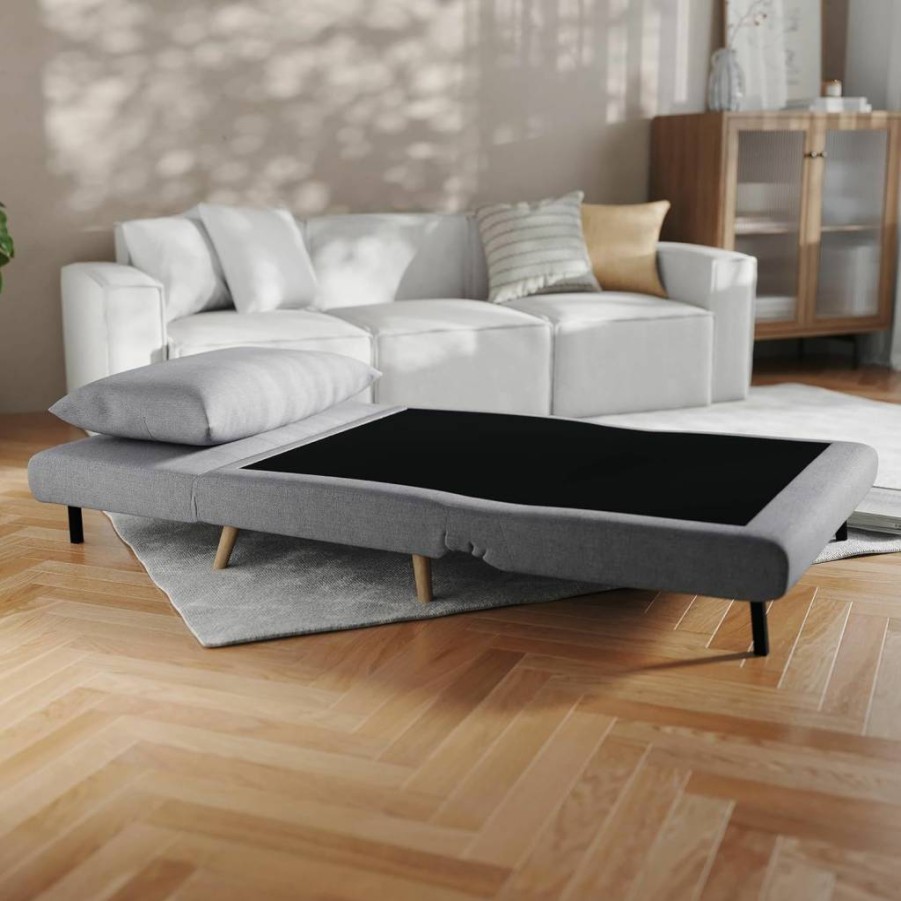 Flash Furniture Tri-Fold Sleeper Chair - Light Gray Convertible 3-in-1 Sofa Bed with Adjustable Backrest, Hideaway Legs & Pillow for Space-Saving Comfort