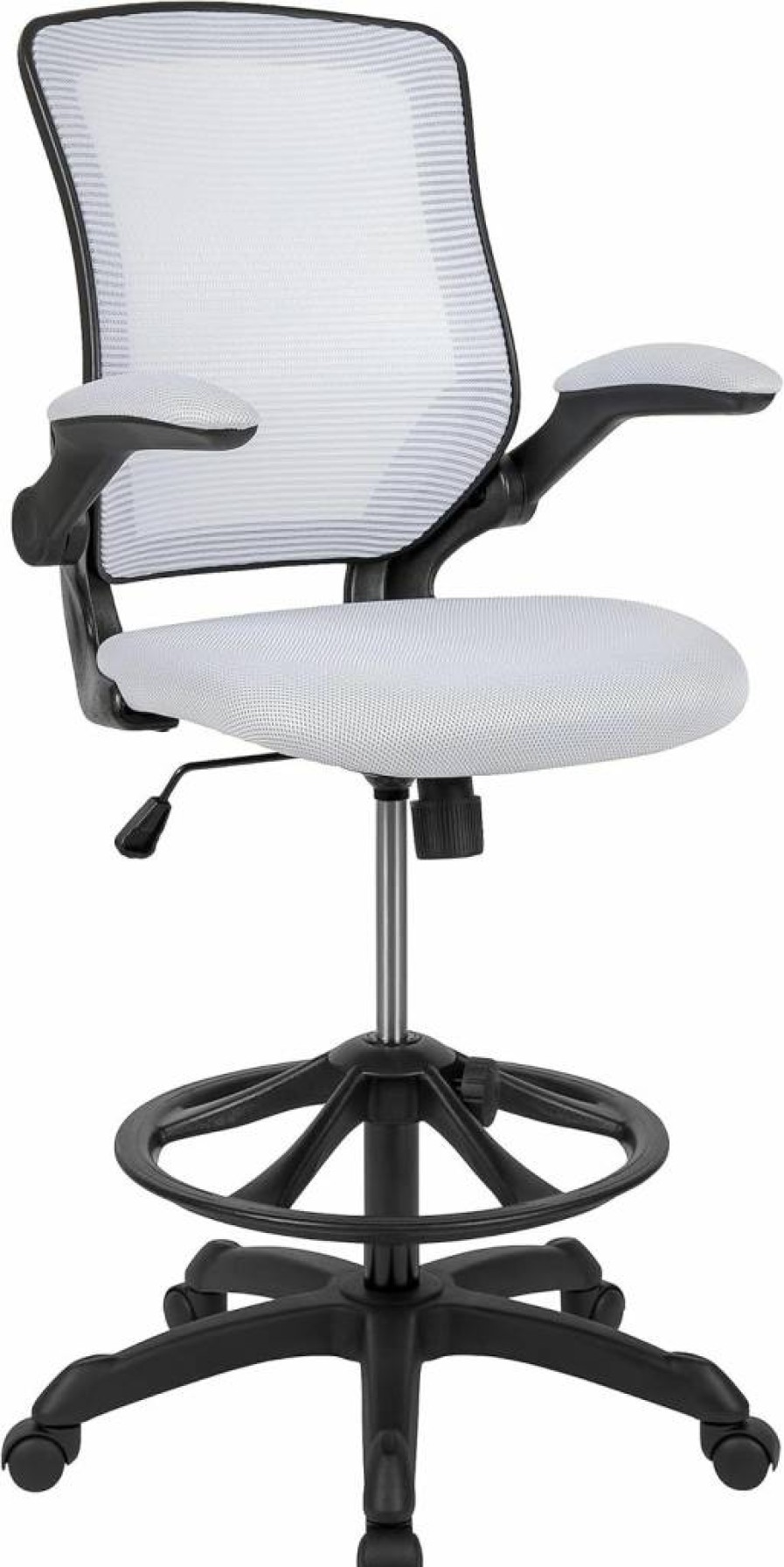 Flash Furniture Ergonomic Mesh Office Chair - Adjustable Swivel Executive Chair with Lumbar Support, Foot Ring & Seat Height, Black