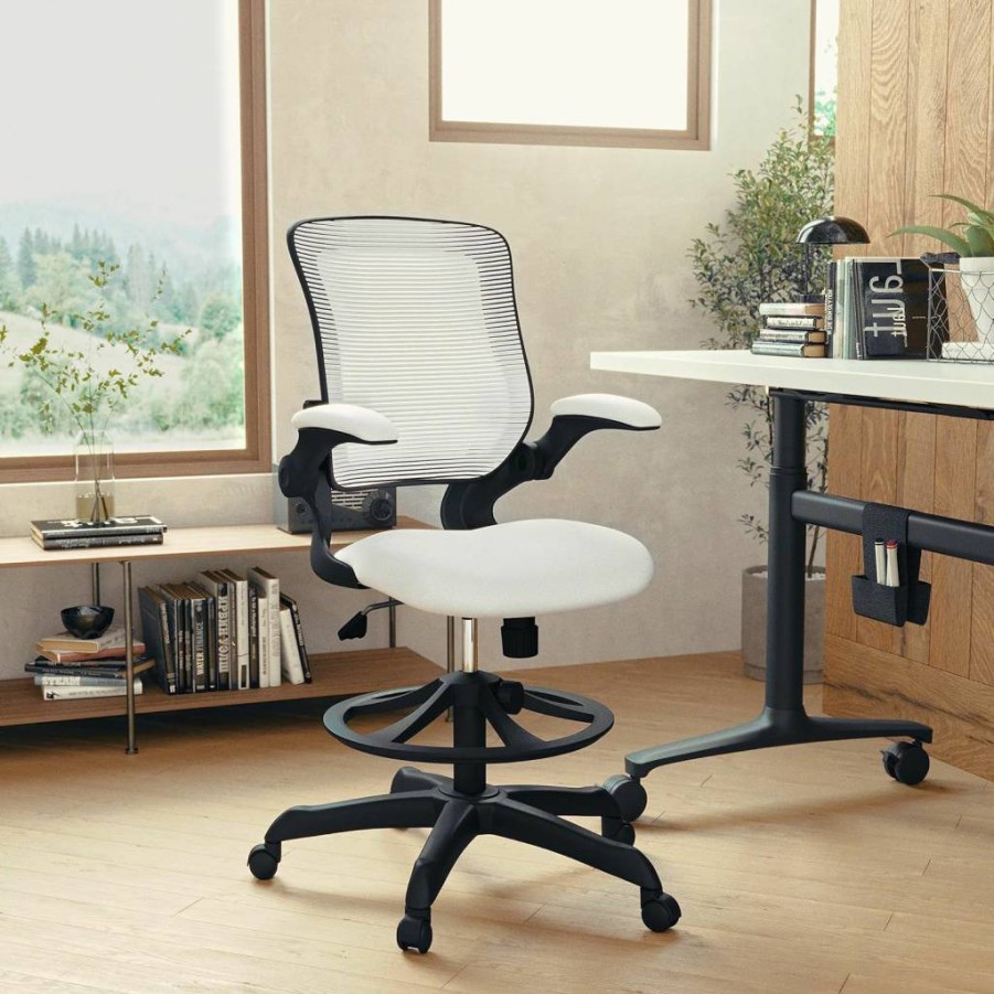 Flash Furniture Ergonomic Mesh Office Chair - Adjustable Swivel Executive Chair with Lumbar Support, Foot Ring & Seat Height, Black