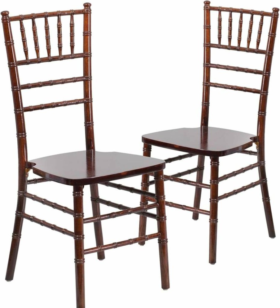 Flash Furniture Hercules Series Mahogany Chiavari Chair - Sturdy Wooden Event Seating