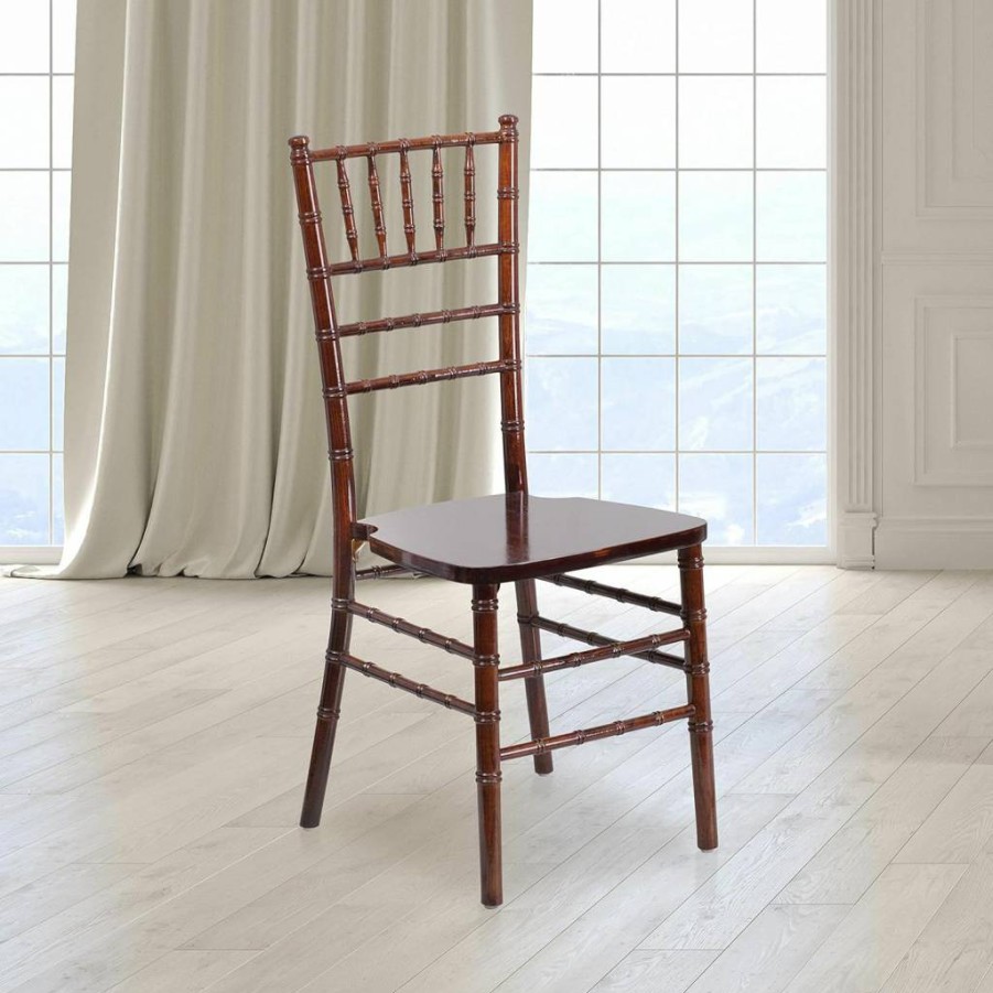 Flash Furniture Hercules Series Mahogany Chiavari Chair - Sturdy Wooden Event Seating
