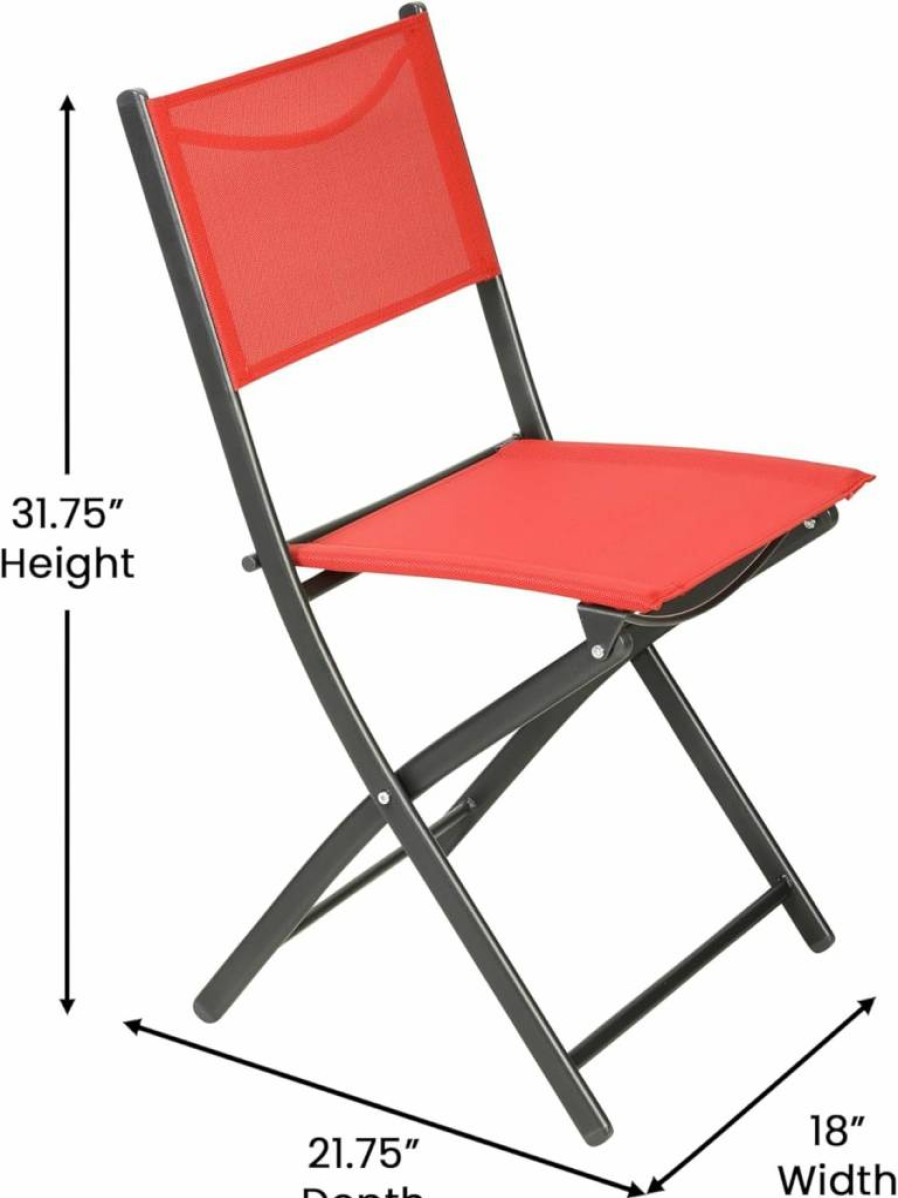 Flash Furniture Brazos 4-Pack Commercial Folding Chairs, Indoor-Outdoor Lightweight Metal Frame, Flex Comfort Seats, Brown/Black Portable Foldable Design