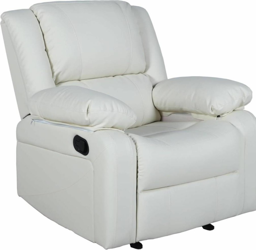 Flash Furniture Harmony Series Cream LeatherSoft Recliner - Comfortable Leather-Like Reclining Chair for Living Room