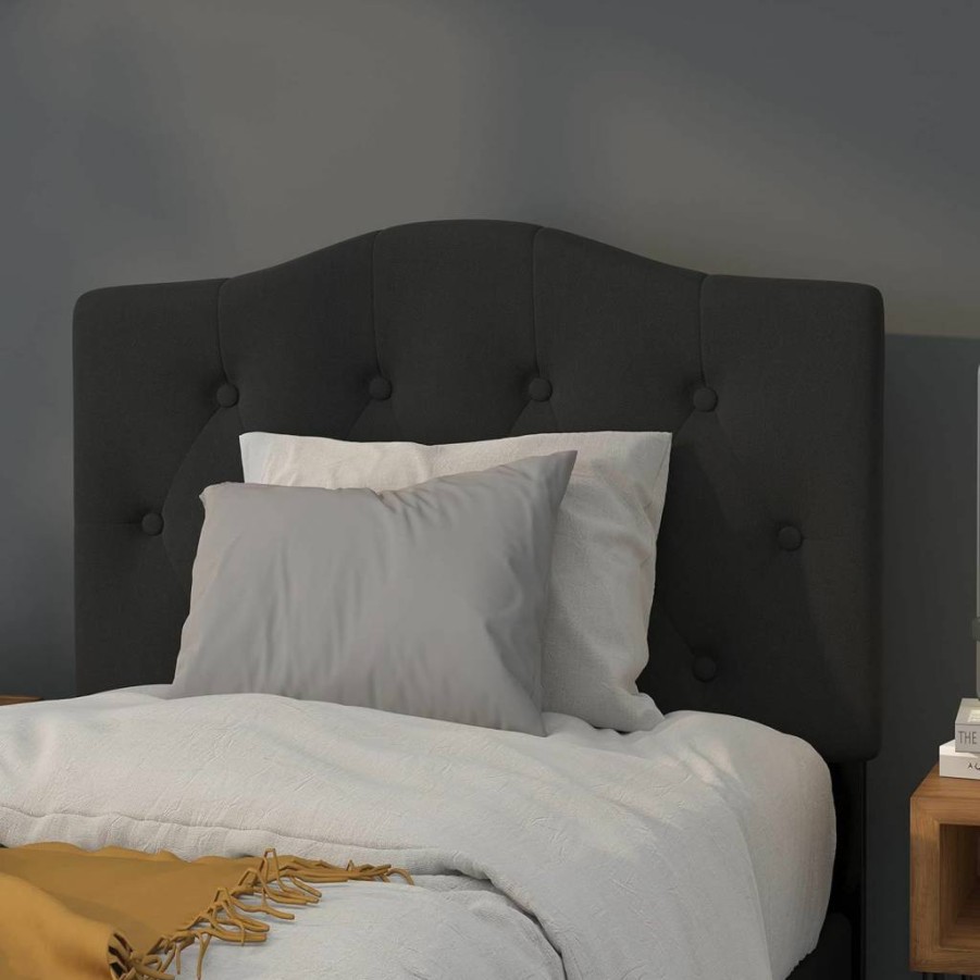 Flash Furniture Cambridge Black Fabric Tufted Upholstered Twin Headboard for Bedroom Decor