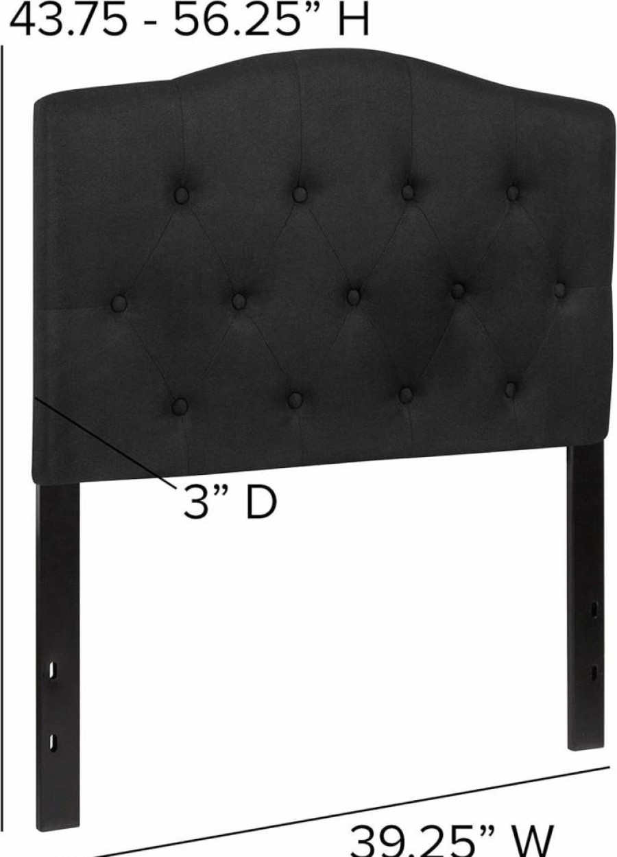 Flash Furniture Cambridge Black Fabric Tufted Upholstered Twin Headboard for Bedroom Decor