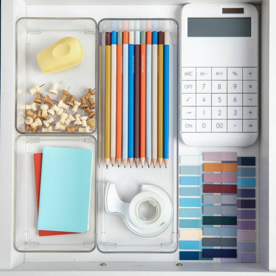 Martha Stewart 3-Piece Clear Stackable Plastic Storage Boxes with White Lids – Durable & Space-Saving Organizer Set
