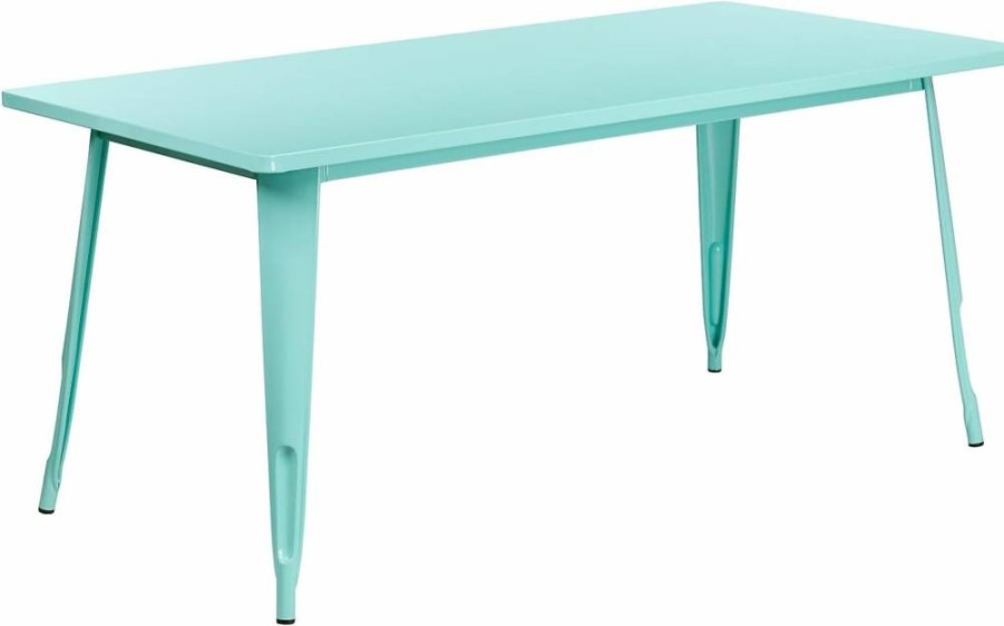 Flash Furniture 31.5" x 63" Orange Metal Indoor-Outdoor Rectangular Table - Commercial Grade