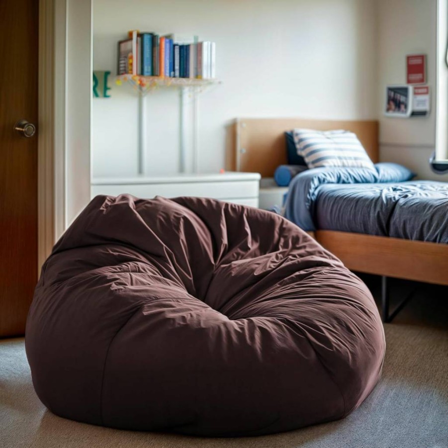 Flash Furniture Duncan Oversized Foam-Filled Bean Bag Chair with Removable Washable Furry Cover for Kids and Adults, White
