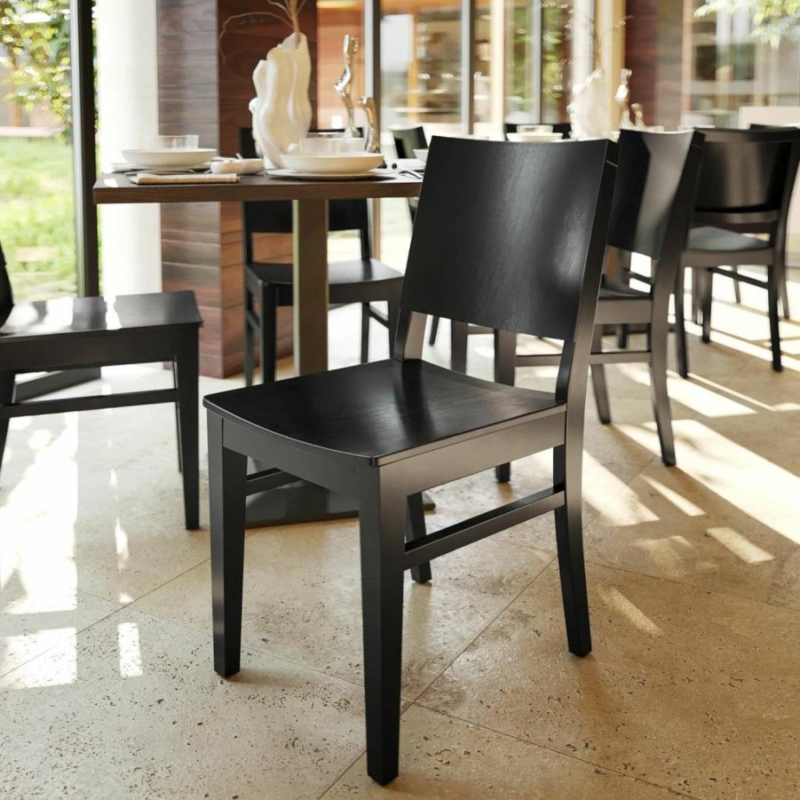 Flash Furniture 2-Pack Black Solid Wood Dining Chairs with Curved Backrest & Mortise-Tenon Construction – Naples Commercial Series