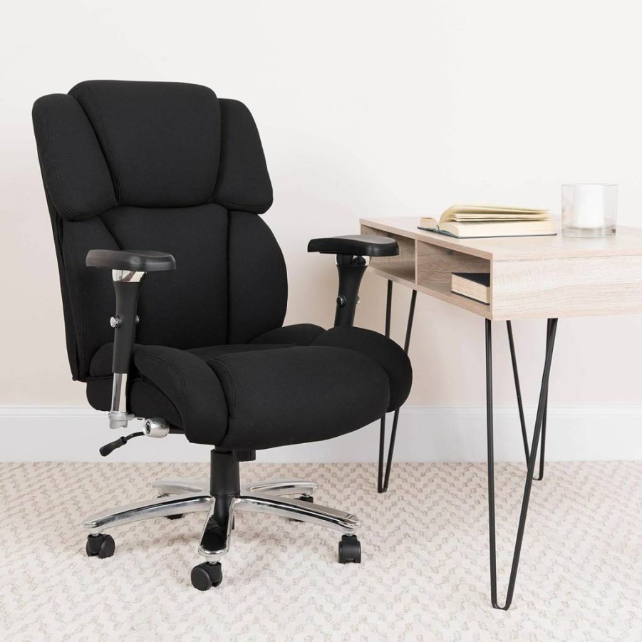 Flash Furniture Hercules Series Big & Tall Executive Office Chair - 400 lb Capacity, Ergonomic Design with Lumbar Support, Black Fabric