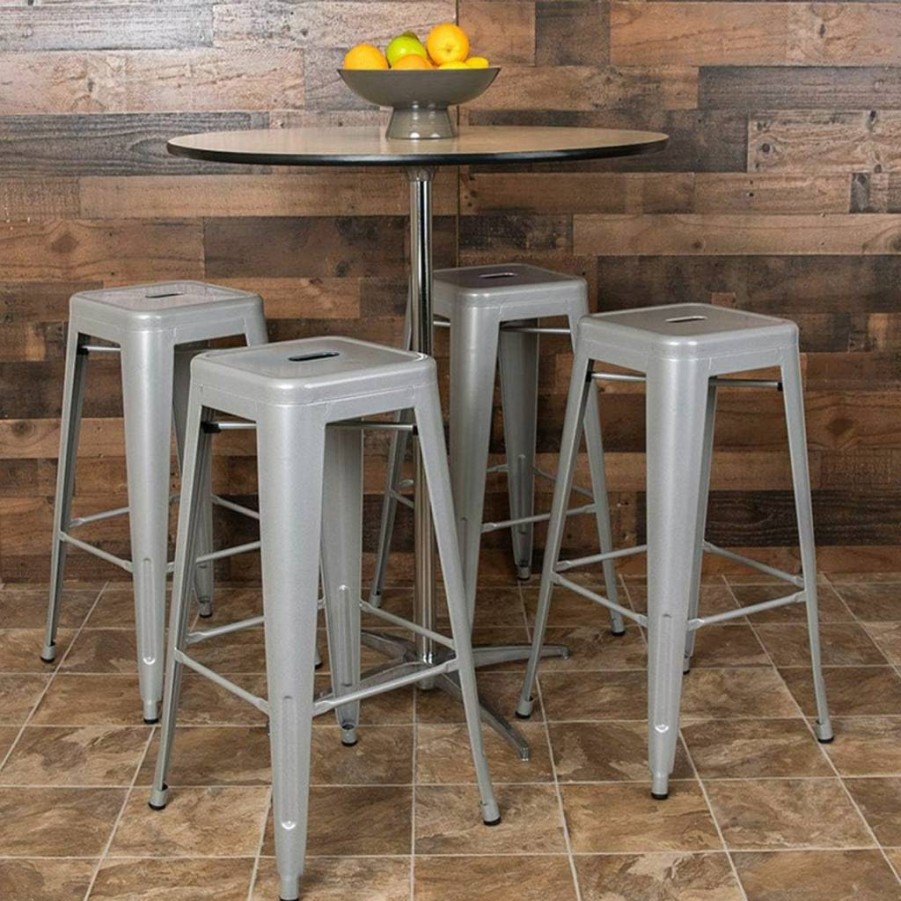 Flash Furniture 30" Teal Metal Bar Stools - Stackable Set of 4 Indoor Height Counter Stools