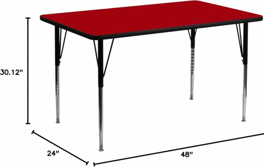 Flash Furniture 24x48 Inch Adjustable Height Grey Laminate Activity Table for Office or Classroom
