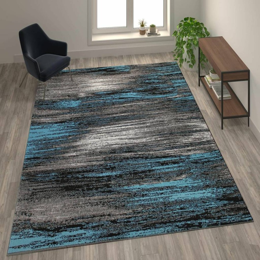 Flash Furniture Abstract Area Rug 5x7 Feet - Red Scraped Design with Jute Backing, Durable Olefin Fabric for Living Room, Bedroom & Family Room