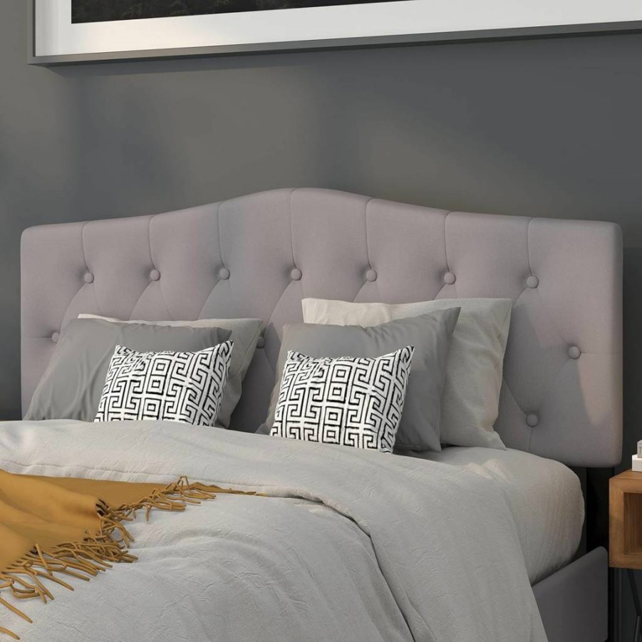 Flash Furniture Camel Fabric King Size Headboard - Tufted Upholstered Cambridge Design for Bedroom Decor
