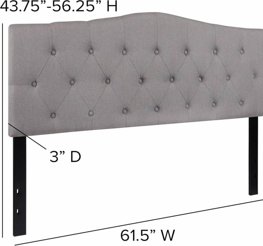 Flash Furniture Camel Fabric King Size Headboard - Tufted Upholstered Cambridge Design for Bedroom Decor