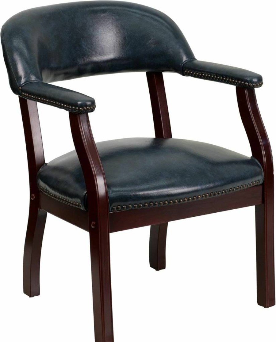 Flash Furniture Diamond Black Vinyl Conference Chair with Luxurious Nail Trim Accent
