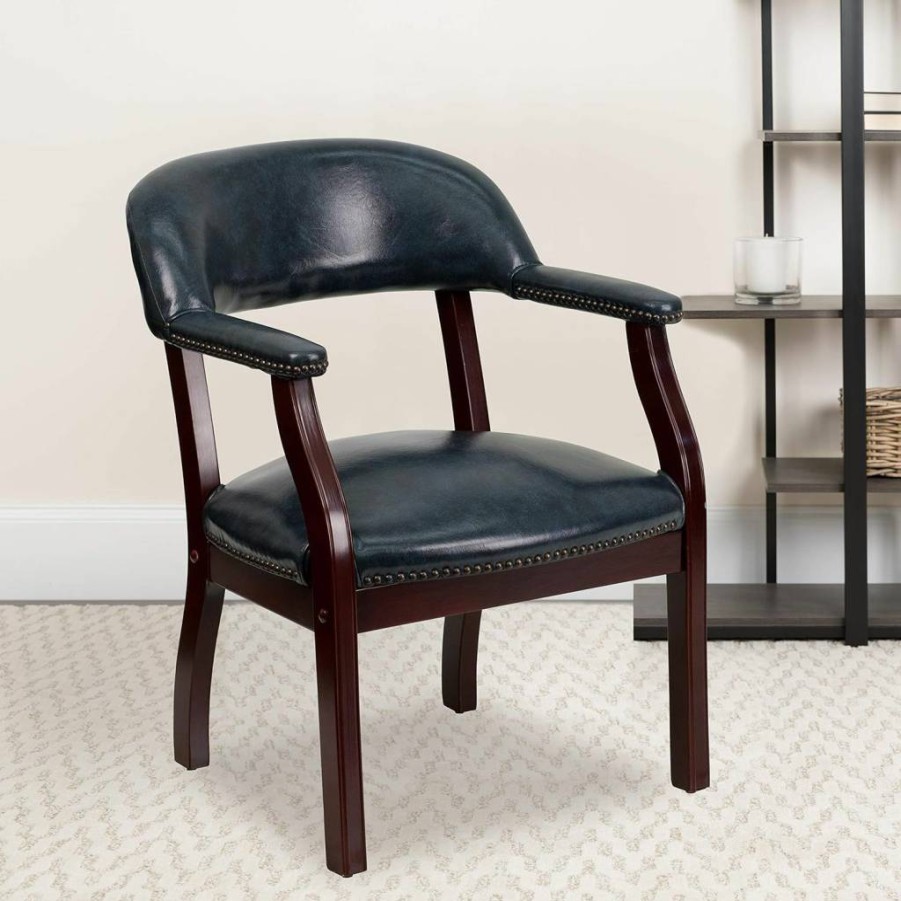 Flash Furniture Diamond Black Vinyl Conference Chair with Luxurious Nail Trim Accent