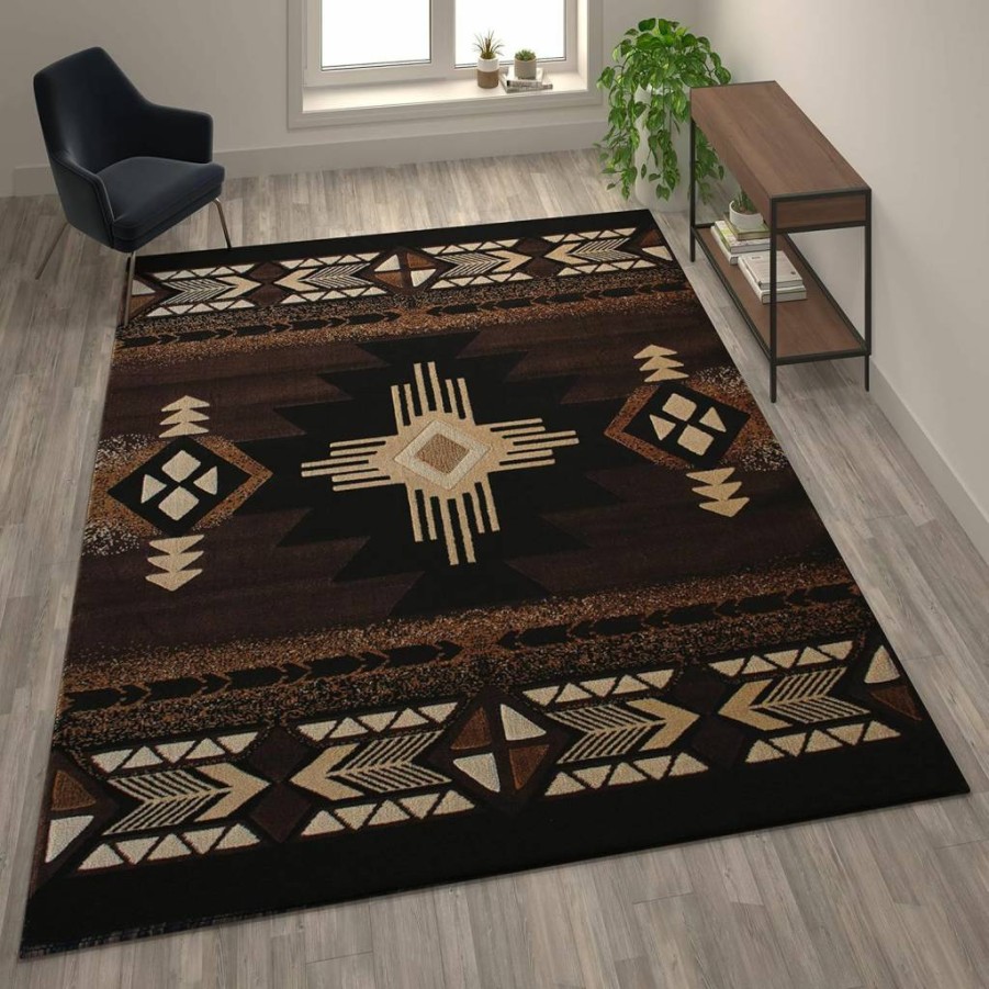 Flash Furniture Southwestern Style Olefin Area Rug - 2'x7' Rustic Sage Accent Rug with Jute Backing - Mohave Traditional Design