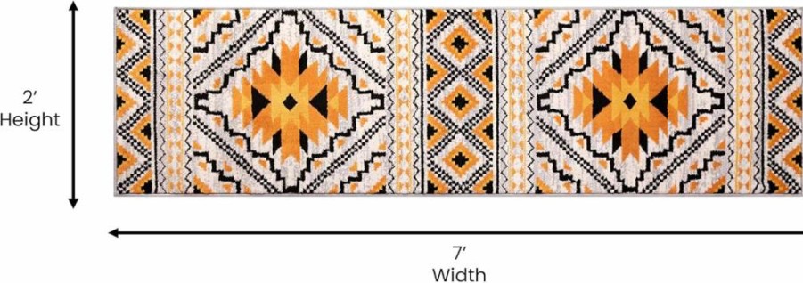 Flash Furniture Payson Southwestern Orange Olefin Rug 3x10 ft - Cotton Backing for Living Room, Bedroom, Entryway