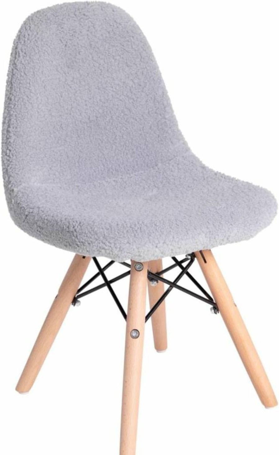 Flash Furniture Zula Kids Faux Sherpa Accent Chair - Gray, Armless Modern Design with Beechwood Legs