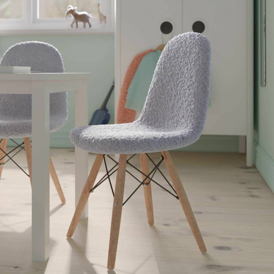 Flash Furniture Zula Kids Faux Sherpa Accent Chair - Gray, Armless Modern Design with Beechwood Legs