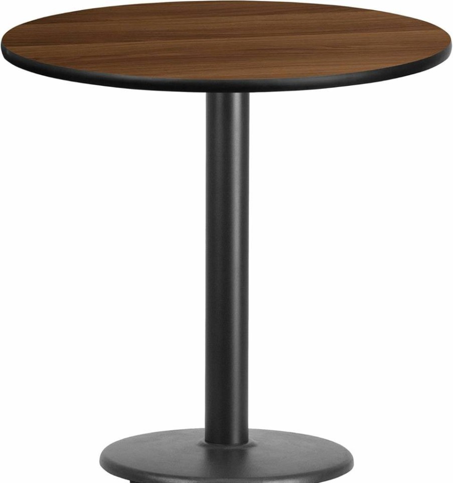 Flash Furniture 30-Inch Round Black Laminate Dining Table with 18-Inch Height Adjustable Base