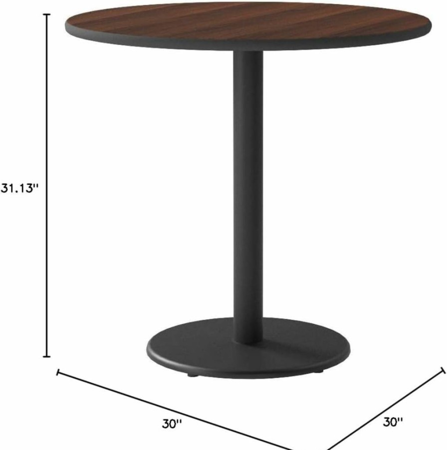 Flash Furniture 30-Inch Round Black Laminate Dining Table with 18-Inch Height Adjustable Base