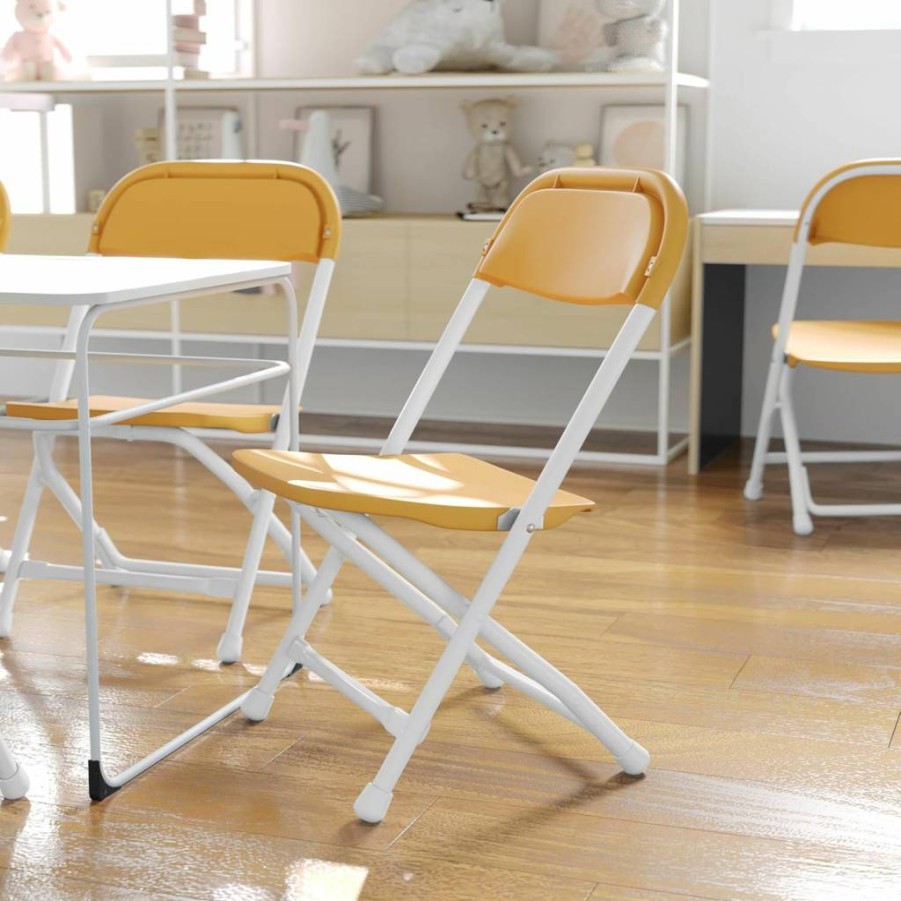 Flash Furniture 10-Pack White Plastic Kids Folding Chairs for Daycare, Preschool, Kindergarten & Events - Durable Timmy Children's Stackable Seating