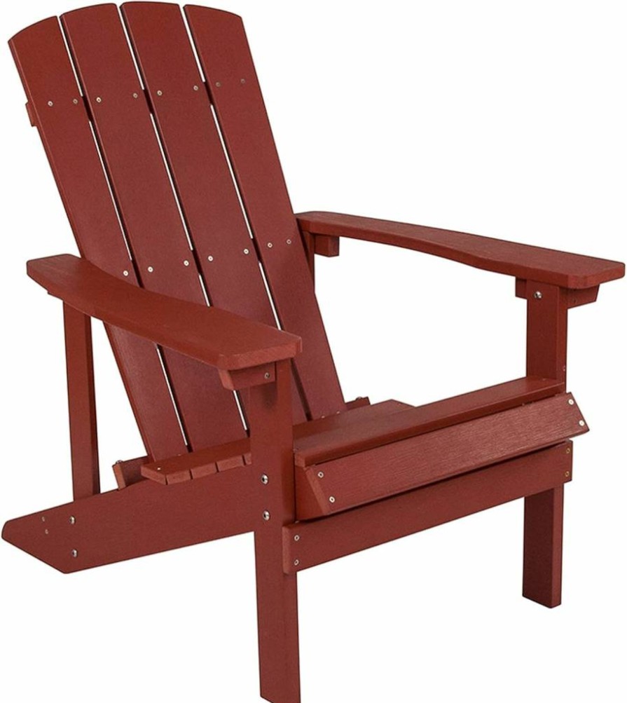 Flash Furniture 2-Piece Gray Poly Resin Adirondack Chair Set - All-Weather Indoor/Outdoor Patio Seating - Charlestown Collection