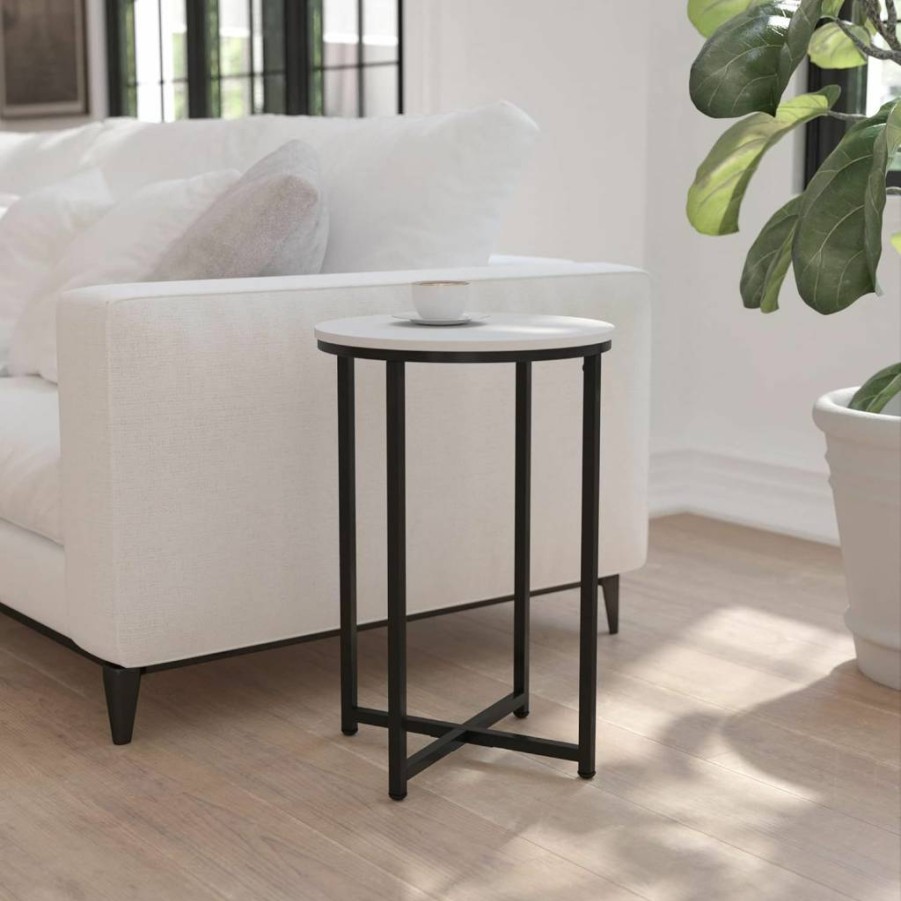 Flash Furniture 23.75" Square White Wood Adjustable Swivel Table - Height Adjustable 33" to 40.5" for Office or Home Use