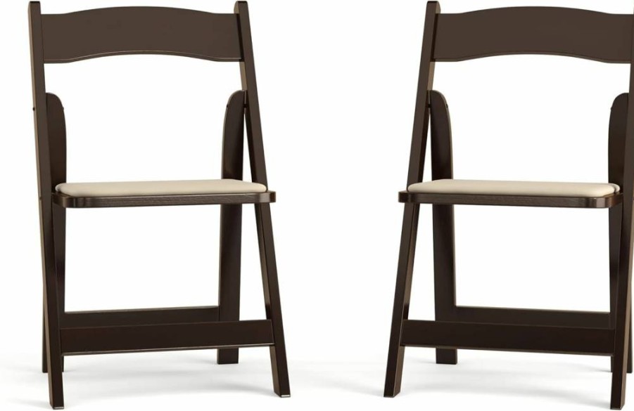 Flash Furniture 4-Pack Black Hercules Series Folding Chairs with Vinyl Padded Seats - Sturdy Wood Frame for Comfort & Durability
