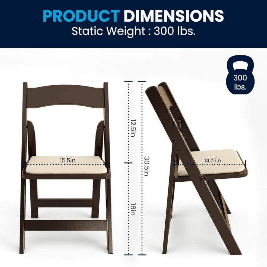 Flash Furniture 4-Pack Black Hercules Series Folding Chairs with Vinyl Padded Seats - Sturdy Wood Frame for Comfort & Durability