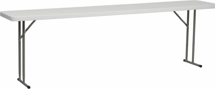 Flash Furniture 8-Foot White Plastic Folding Table - 330 lb Capacity Rectangular Training & Event Table for Indoor/Outdoor Use