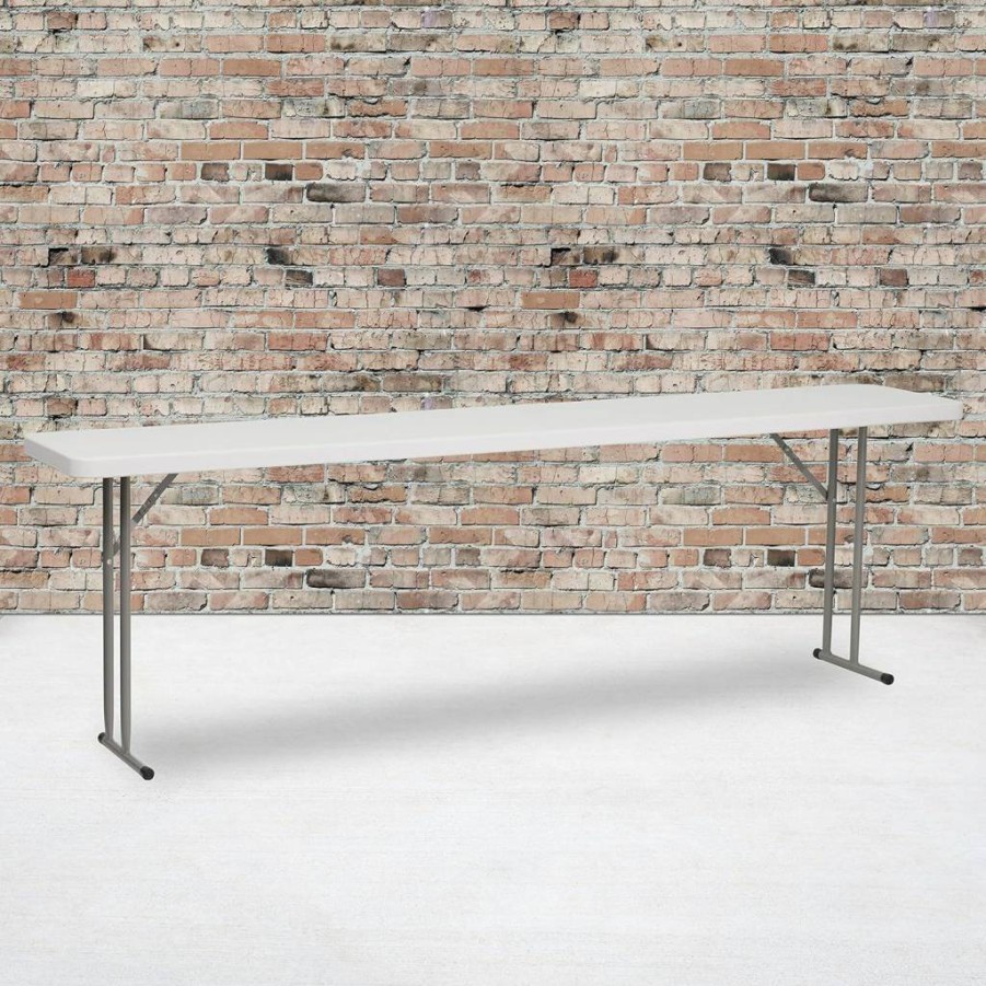 Flash Furniture 8-Foot White Plastic Folding Table - 330 lb Capacity Rectangular Training & Event Table for Indoor/Outdoor Use