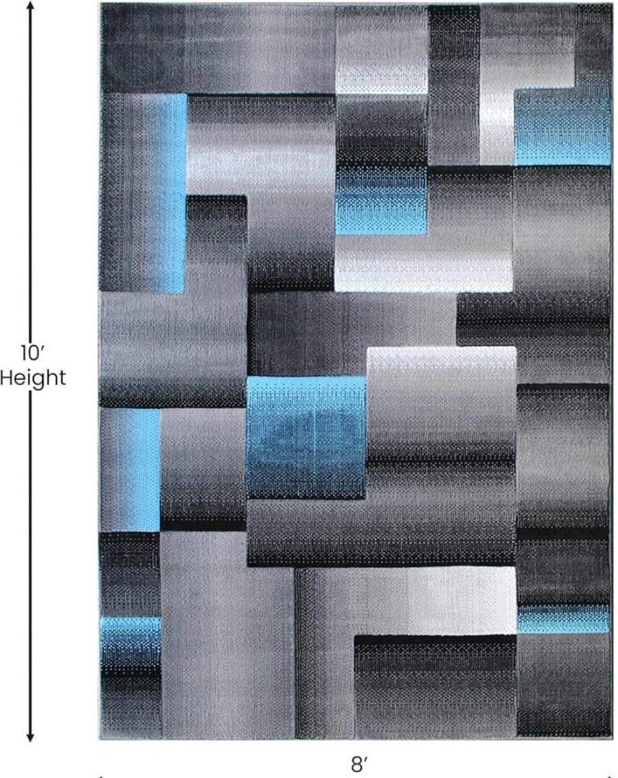 Flash Furniture Elio Collection Blue High Pile Area Rug - 2'x3' Soft Olefin Carpet with Jute Backing for Hallway, Bedroom, Entryway