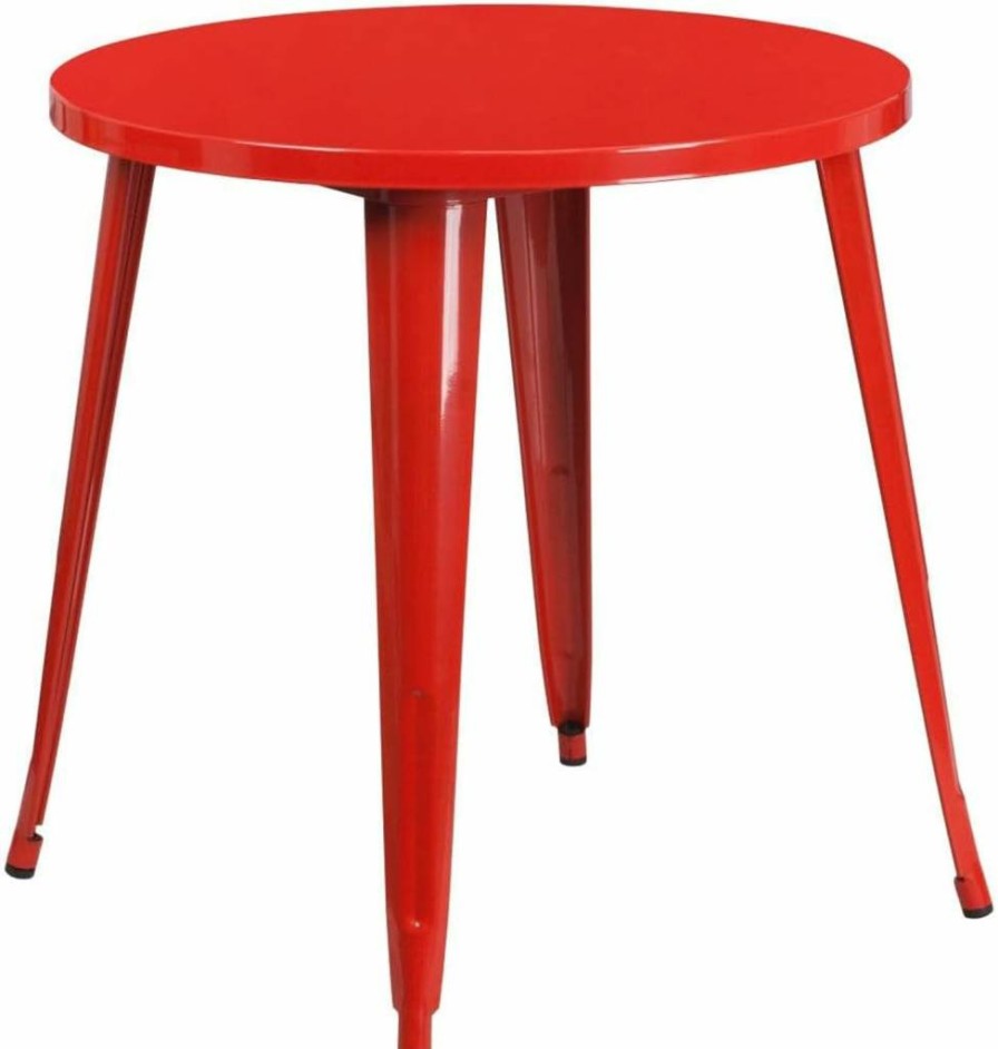 Flash Furniture 30-Inch Round Black Metal Table for Indoor and Outdoor Use - Commercial Grade Jeffrey Collection
