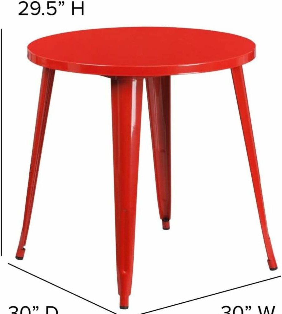 Flash Furniture 30-Inch Round Black Metal Table for Indoor and Outdoor Use - Commercial Grade Jeffrey Collection