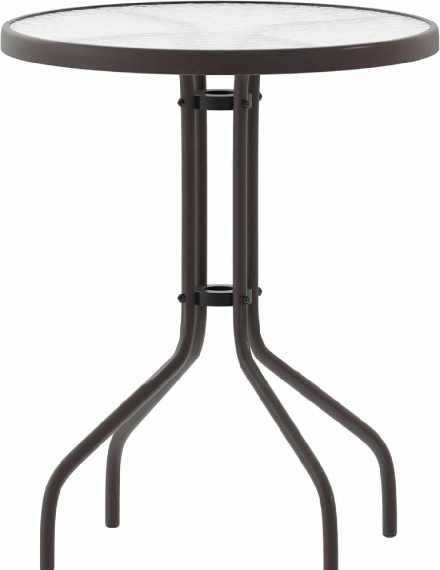 Flash Furniture Bellamy 31.5-Inch Round Glass Top Metal Dining Table - Tempered Glass & Sturdy Base