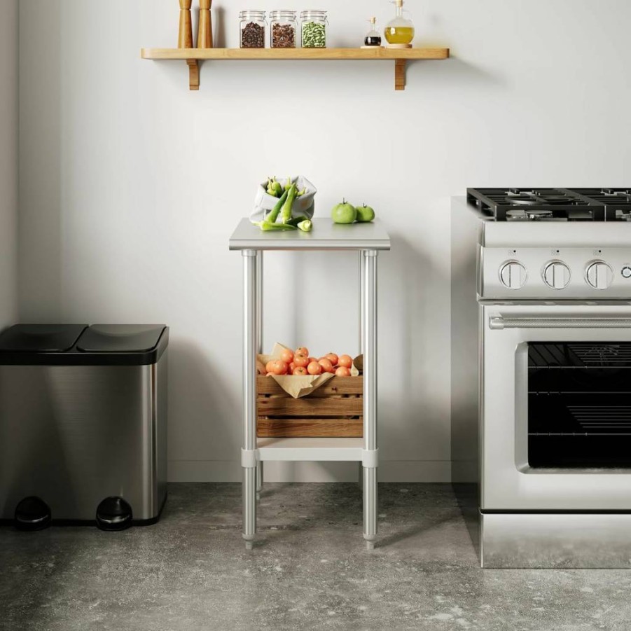 Flash Furniture NSF Certified Stainless Steel 18 Gauge Work Table with Undershelf, 72x30x36 Inches, Commercial Prep Table with 1.5" Backsplash