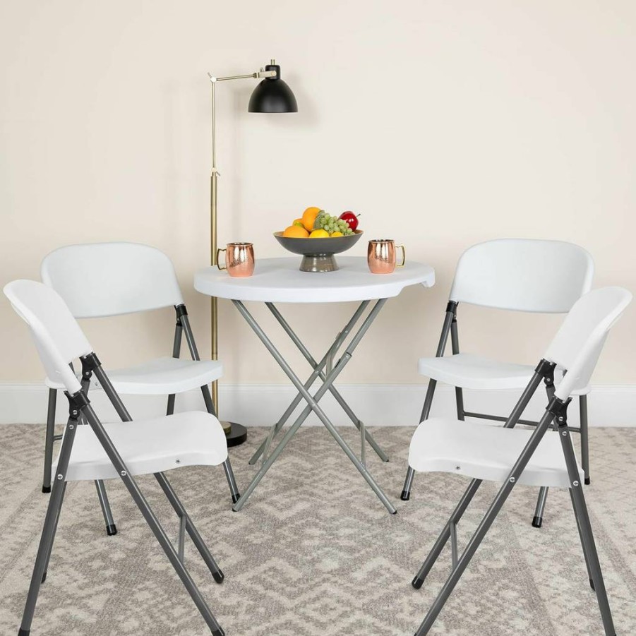 Flash Furniture 4-Pack White Hercules Series Heavy-Duty Plastic Folding Chairs for Commercial Use, 330lb Capacity Lightweight Event Seating