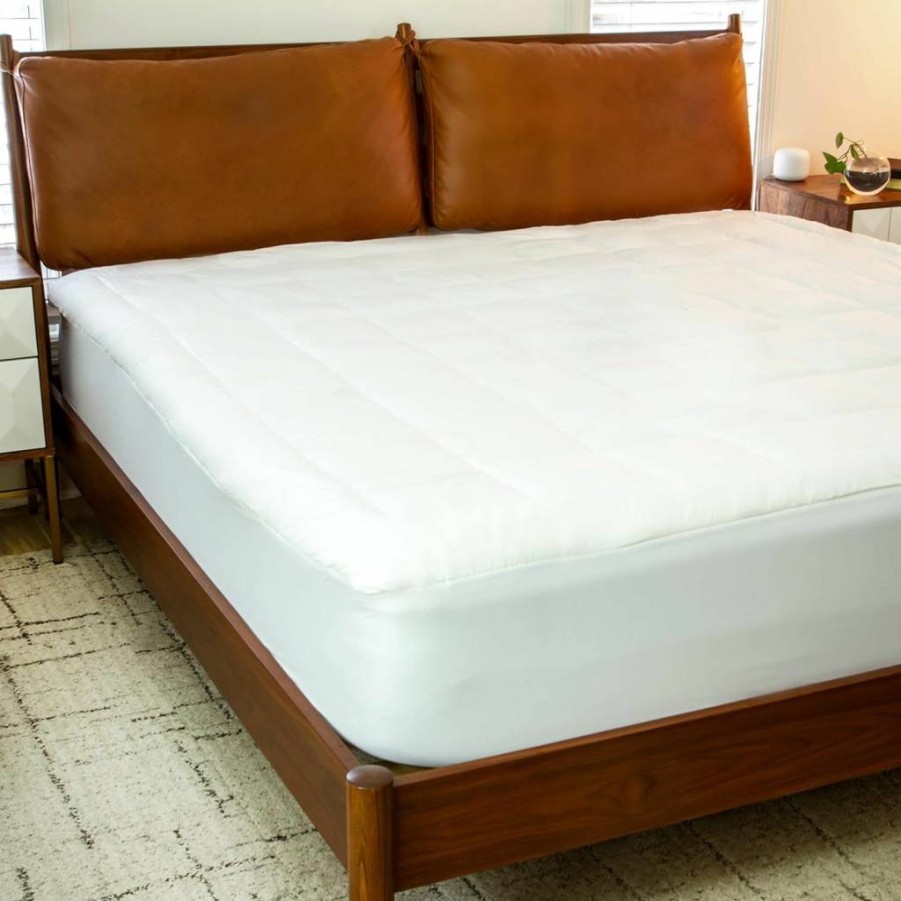 Flash Furniture King Size Capri Hypoallergenic Mattress Pad - Cotton Top, Deep Pocket, Comfortable & Breathable White Bed Topper