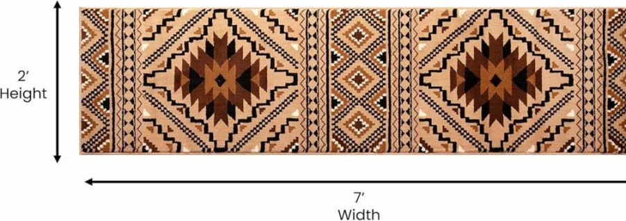Flash Furniture Marana 5x7 Brown Southwestern Olefin Area Rug with Cotton Backing for Living Room, Bedroom, Entryway
