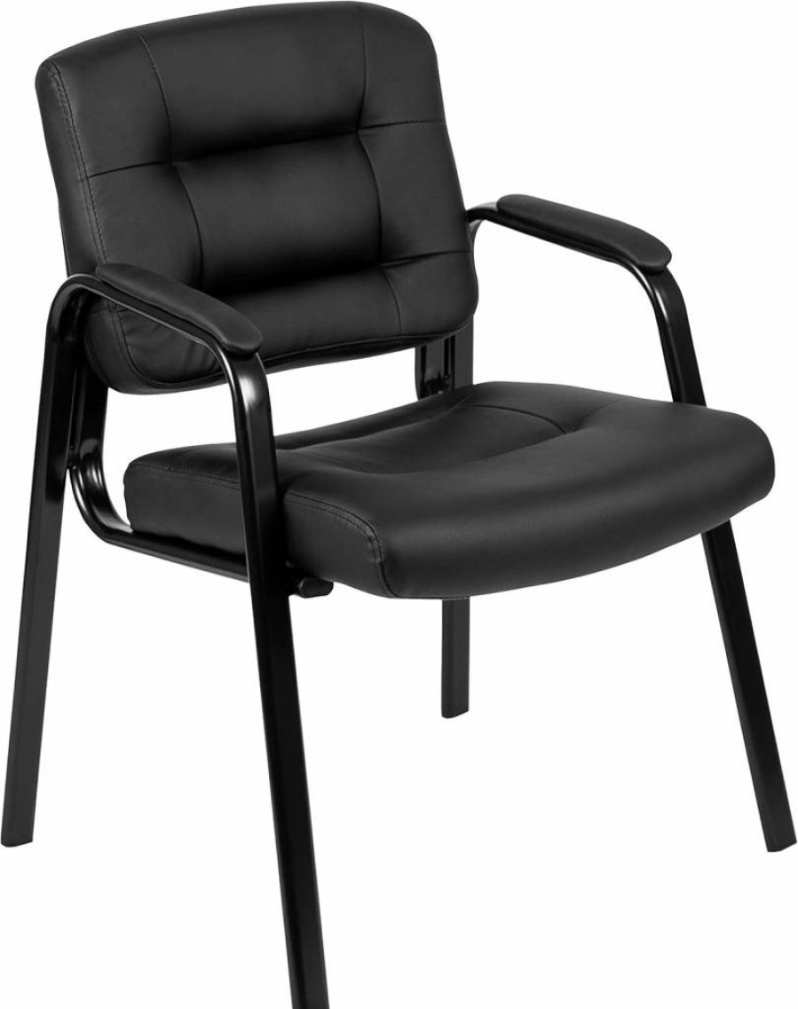 Flash Furniture Darwin Executive Chair - Modern Leathersoft Lounge Chair for Office or Living Room, Black Tufted Reception Seating