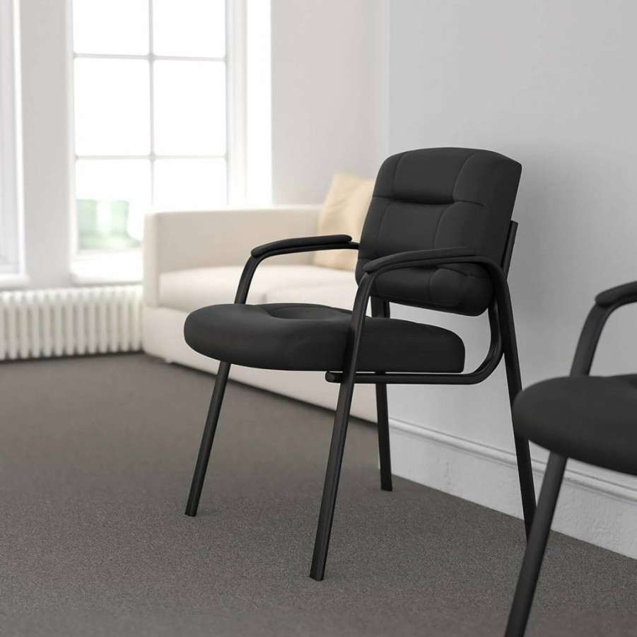 Flash Furniture Darwin Executive Chair - Modern Leathersoft Lounge Chair for Office or Living Room, Black Tufted Reception Seating