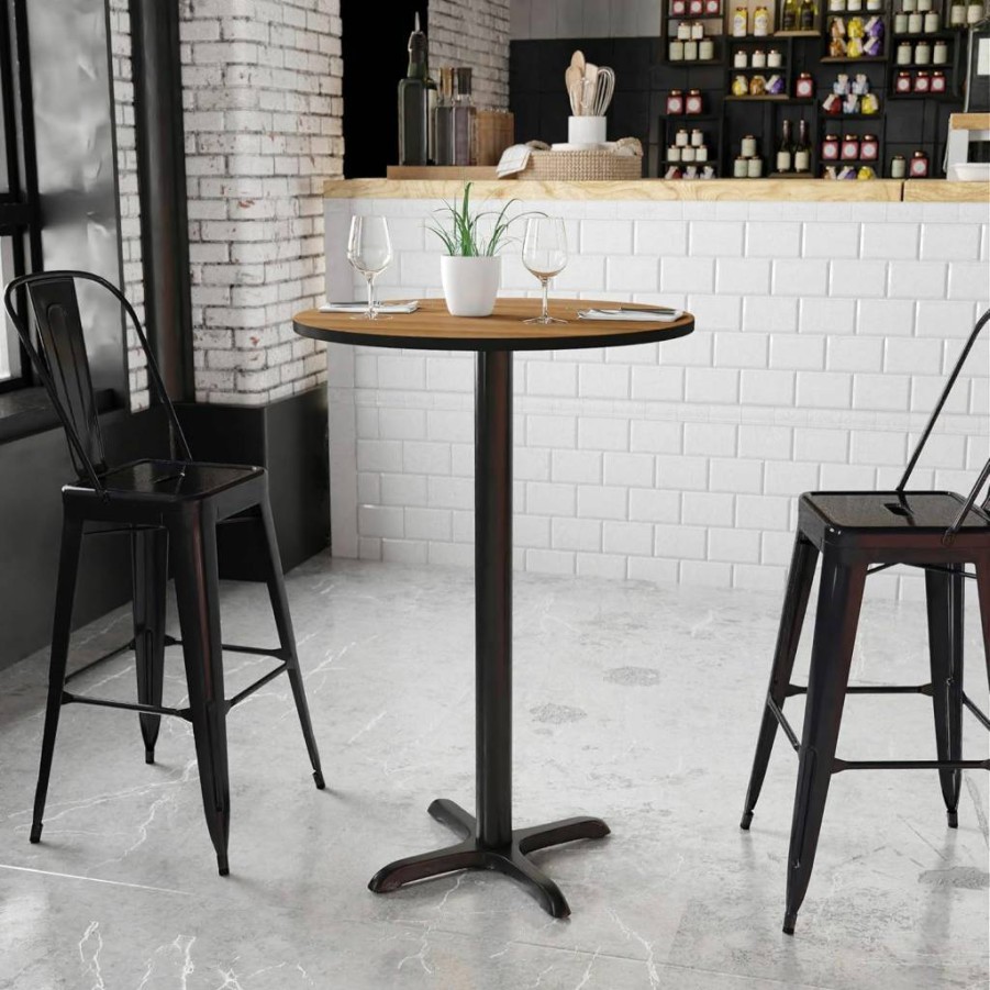 Flash Furniture 30-Inch Round Mahogany Laminate Bar Table with 22x22 Inch Square Base