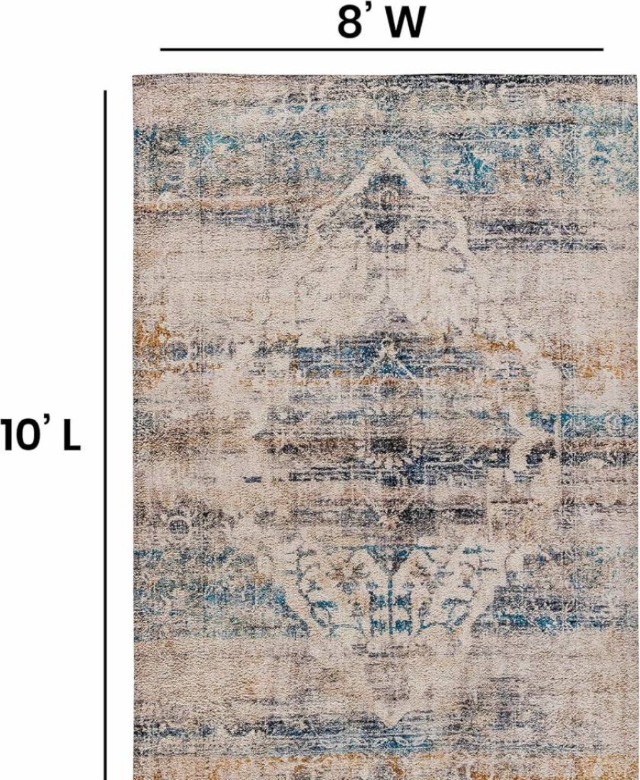 Flash Furniture Dana Traditional Blue Rug 8x10 Feet - Old English Style Handcrafted Area Carpet for Living Room, Bedroom